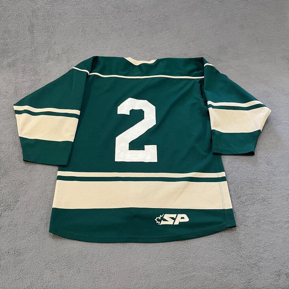 SP Ursuline Bears Green Cream FloKnit Pro 48 Ice Hockey Jersey Men's Size XXL - Picture 2 of 10